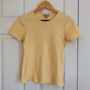 y2k yellow ribbed baby tee